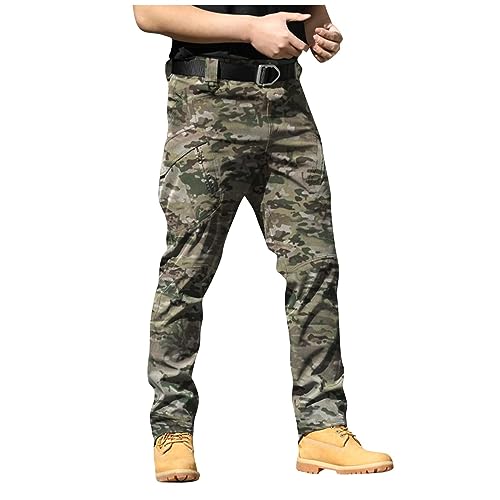 SUIBOZ Kampfhose für Herren, UK-Arbeitshose, Chino-Hose, lässig, Baumwolle, Stretch-Taille, Chino, normale schmale Passform, Cargohose, Arbeitshose (37-Leopardenmuster, M) von SUIBOZ