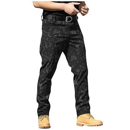 SUIBOZ Kampfhose für Herren, UK-Arbeitshose, Chino-Hose, lässig, Baumwolle, Stretch-Taille, Chino, normale schmale Passform, Cargohose, Arbeitshose (38-Schlangenmuster, S) von SUIBOZ