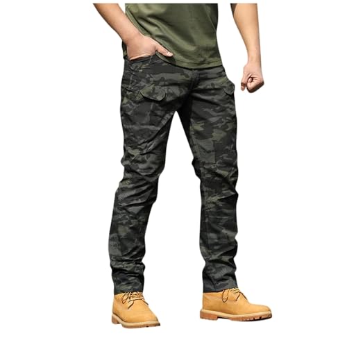 SUIBOZ Kampfhose für Herren, UK-Arbeitshose, Chino-Hose, lässig, Baumwolle, Stretch-Taille, Chino, normale schmale Passform, Cargohose, Arbeitshose (7-Leopardenmuster, XL) von SUIBOZ