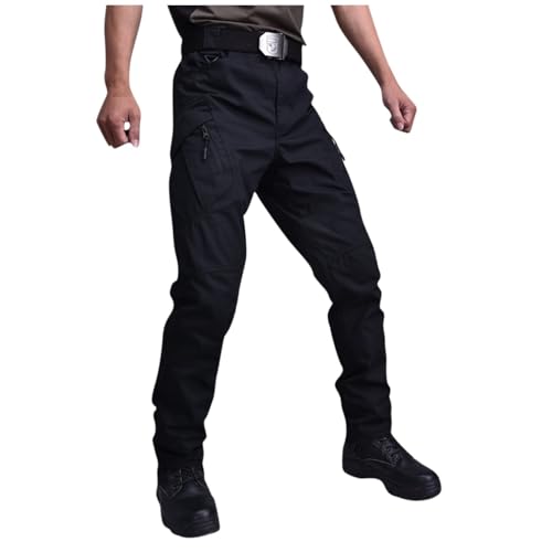 SUIBOZ Kampfhose für Herren, UK-Arbeitshose, Chino-Hose, lässig, Baumwolle, Stretch-Taille, Chino, normale schmale Passform, Cargohose, Arbeitshose für Herren (10-schwarz, M) von SUIBOZ