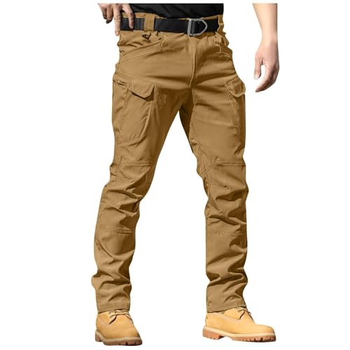 SUIBOZ Kampfhose für Herren, UK-Arbeitshose, Chino-Hose, lässig, Baumwolle, Stretch-Taille, Chino, normale schmale Passform, Cargohose, Arbeitshose für Herren (25-braun, Größe 3XL) von SUIBOZ