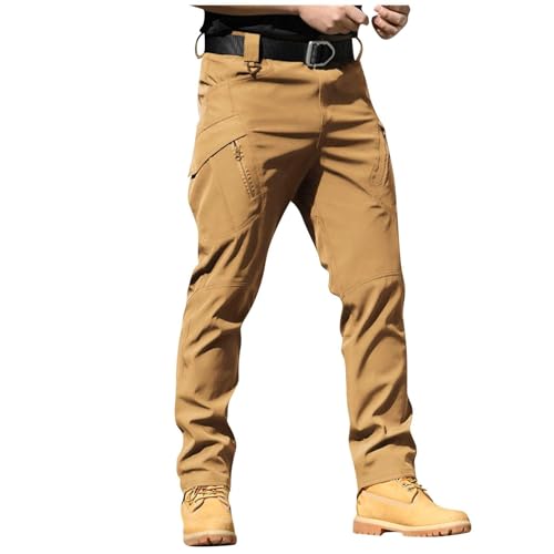 SUIBOZ Kampfhose für Herren, UK-Arbeitshose, Chino-Hose, lässig, Baumwolle, Stretch-Taille, Chino, normale schmale Passform, Cargohose, Arbeitshose für Herren (33-braun, M) von SUIBOZ