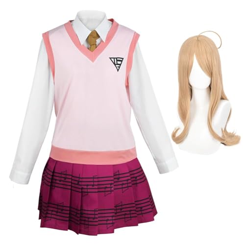 SUIBOZ Mikan Tsumiki/Akamatsu Kaede Cosplay Weibliches Kostüm JK Krankenschwester Uniform mit Perücken-Set Rollenspiel Halloween Anime Karneval Party Outfit für Fans (Akamatsu Kaede Kostüm + Perücke von SUIBOZ