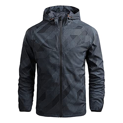 SUIBOZ Wasserdichte Herren-Regenjacke, leichter Regenmantel, Regenmantel mit Kapuze für Golf, Wandern, Outdoor-Windbreaker-Jacke (Dunkelgrau, 5XL) von SUIBOZ