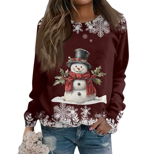 SUIBOZ Weihnachtskleider, Weihnachtspullover für Damen, hässliche Weihnachtspullover, Weihnachtsoberteile, Weihnachtsoberteile, Weihnachten, Übergröße, Sweatshirt-Kleid (02-Wein, 4XL) von SUIBOZ