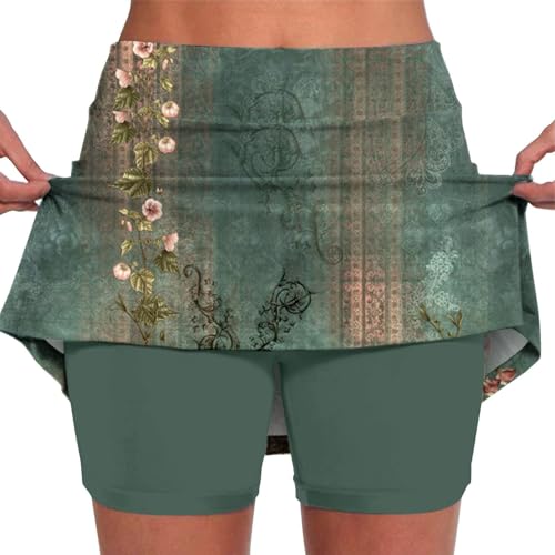 Skorts in Übergröße für Damen, Golfröcke für Damen, Tennisrock mit Shorts darunter, athletischer Skort für Sommer, Yoga, Rock, Blumenrock, Hose (TYPE - 1, L) von SUIBOZ
