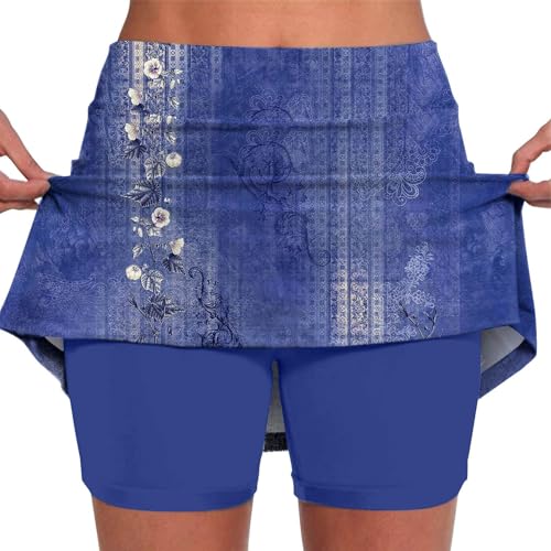 Skorts in Übergröße für Damen, Golfröcke für Damen, Tennisrock mit Shorts darunter, athletischer Skort für Sommer, Yoga, Rock, Blumenrock, Hose (TYPE - 2, 5XL) von SUIBOZ