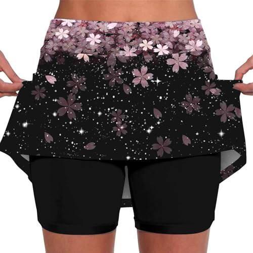 Skorts in Übergröße für Damen, Golfröcke für Damen, Tennisrock mit Shorts darunter, athletischer Skort für Sommer, Yoga, Rock, Blumenrock, Hose (TYPE - 8, M) von SUIBOZ