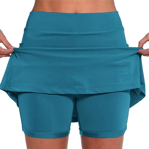 Skorts in Übergröße für Damen mit Taschen, Golf-Rock für Damen, Tennisröcke mit Shorts darunter, athletischer Skort für Sommer, Yoga, Rock, einfarbig, Rock, Hose (grün, 4XL) von SUIBOZ