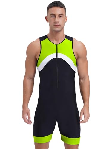Surf One Piece One Piece Eng Neoprenanzug Einteiler Badeanzug Herren (Fluorescent Green, L) von SUIBOZ