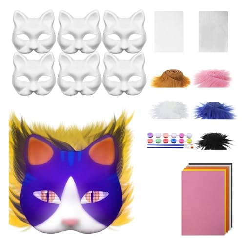 SUIOPPYUW Handgezeichnetes Tier Katzen Masken Kit DIY Blanko Maske mit Filzstoff Graffiti Party Geschenk Papier Katzenform DIY Kit, Typ+1 SUIOPPYUW Handgezeichnetes Tier Katzen Masken Kit DIY Blanko Maske mit Filzstoff Graffiti Party Geschenk Papier Katzenform DIY Kit, Typ+1 von SUIOPPYUW