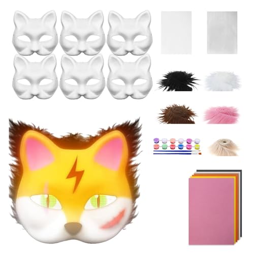 SUIOPPYUW Handgezeichnetes Tier Katzen Masken Kit DIY Blanko Maske mit Filzstoff Graffiti Party Geschenk Papier Katzenform DIY Kit, Typ+2 SUIOPPYUW Handgezeichnetes Tier Katzen Masken Kit DIY Blanko Maske mit Filzstoff Graffiti Party Geschenk Papier Katzenform DIY Kit, Typ+2 von SUIOPPYUW