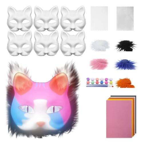 SUIOPPYUW Handgezeichnetes Tier Katzen Masken Kit DIY Blanko Maske mit Filzstoff Graffiti Party Geschenk Papier Katzenform DIY Kit, Typ+3 SUIOPPYUW Handgezeichnetes Tier Katzen Masken Kit DIY Blanko Maske mit Filzstoff Graffiti Party Geschenk Papier Katzenform DIY Kit, Typ+3 von SUIOPPYUW