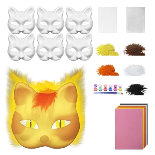 SUIOPPYUW Handgezeichnetes Tier Katzen Masken Kit DIY Blanko Maske mit Filzstoff Graffiti Party Geschenk Papier Katzenform DIY Kit, Typ+4 SUIOPPYUW Handgezeichnetes Tier Katzen Masken Kit DIY Blanko Maske mit Filzstoff Graffiti Party Geschenk Papier Katzenform DIY Kit, Typ+4 von SUIOPPYUW