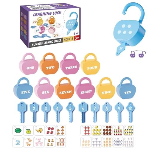 SUIOPPYUW Training Baby Puzzle Spielzeug Schlüssel Entriegelungsspiel zu Problemlösungsfähigkeiten Matching Number and Letter Unlocking Game ABS, Typ+2 von SUIOPPYUW
