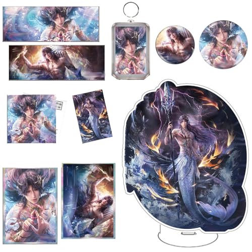 Love Deepspace Rafayel Sammlungen - 8 Stück Rafayel Figur Anhänger Acryl Stand Badge Farbpapier Cards Accessories von SUJEBRAN