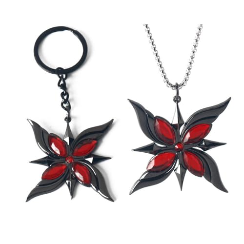 SUJEBRAN 2 Gen Shin Knave Logo Schlüsselanhänger Halskette Anime Logo Anhänger Kollektion Gen Shin Impact Mode Tasche Charms (2 Set) von SUJEBRAN