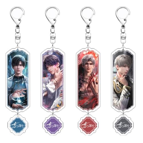 SUJEBRAN 4 Love Deepspace Figur Anhänger Love Deepspace Schlüsselanhänger Qinche Sylus Xavier Acryl Cosplay Accessories von SUJEBRAN