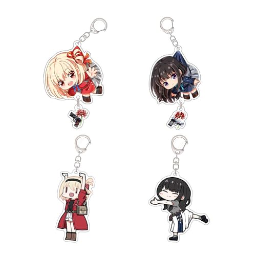 SUJEBRAN 4 Lycoris Recoils Figure Schlüsselanhänger Anime Figur Cosplay Keychain Niedlich Tasche Car Key Accessories von SUJEBRAN