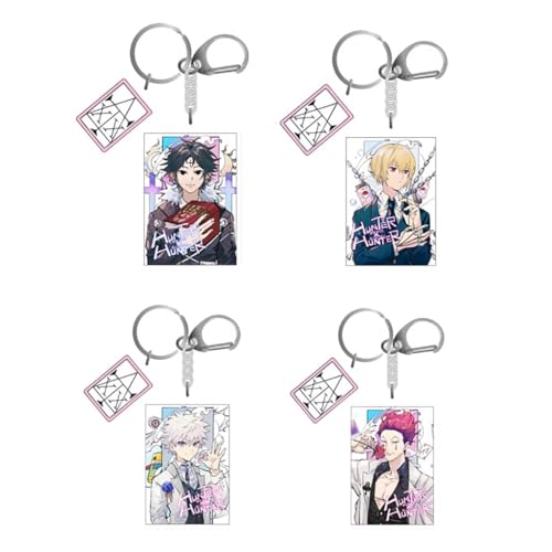 SUJEBRAN 4 Set Hunterxhunter Figures Long Schlüsselanhänger Gon and KilluaZoldyck Cosplay Keychain Tasche Car Key Charms von SUJEBRAN