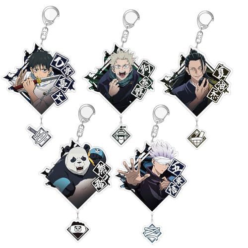SUJEBRAN 5 JJKS Long Schlüsselanhänger Anime JJKS Figur Cool Keychain Kollektionen Tasche Charms von SUJEBRAN