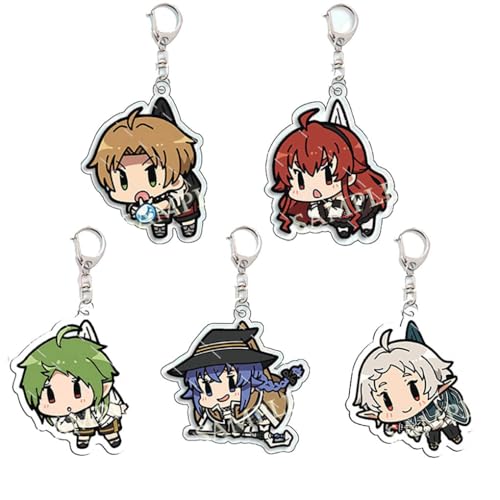 SUJEBRAN 5 Pack Mushokus Tensei Schlüsselanhänger Anime Figur Key Chain Mushokus Tensei Tasche Car Key Accessories von SUJEBRAN
