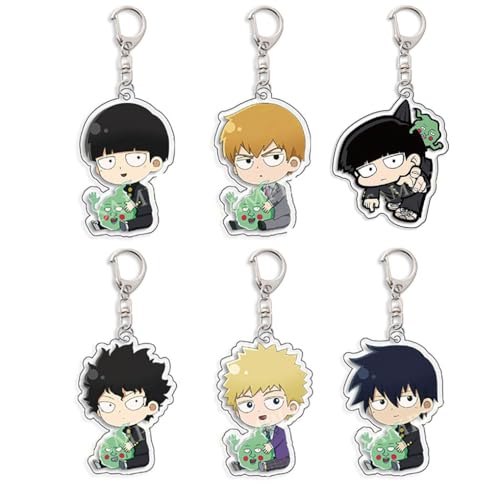 SUJEBRAN 6 Mob Psychos 100 Schlüsselanhänger Anime Figur Key Chain Kollektionen Niedliche Tasche Charms von SUJEBRAN