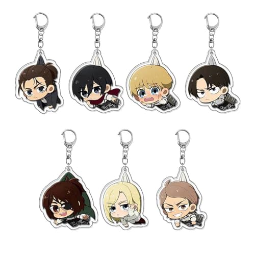 SUJEBRAN 7 Attacking Titan Schlüsselanhänger Anime Figuren Keychain Kollektionen Mode Tasche Accessories von SUJEBRAN