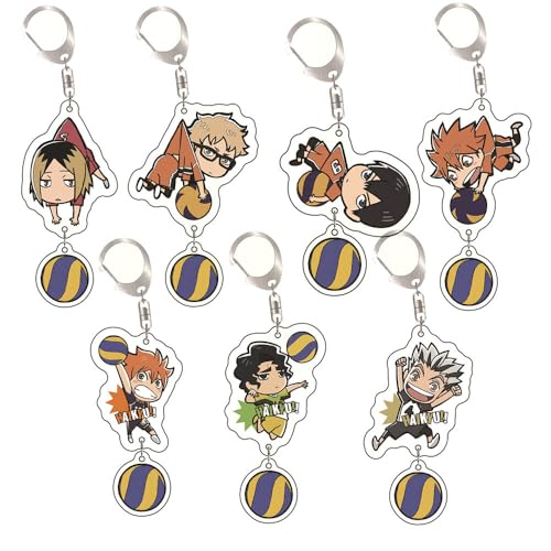 SUJEBRAN 7 Pack Haikyus Figures Schlüsselanhänger Anime Niedliche Keychain Collektionen Car Key Accessories von SUJEBRAN