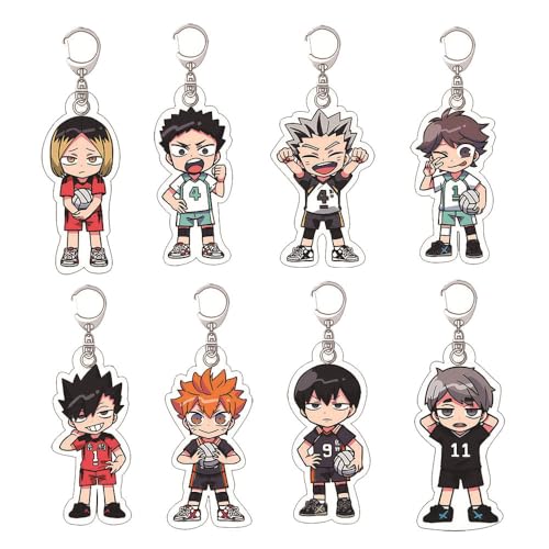 SUJEBRAN 8 Pack Haikyus Schlüsselanhänger Anime Figur Keychain Collektionen Niedliche Car Key Accessories von SUJEBRAN