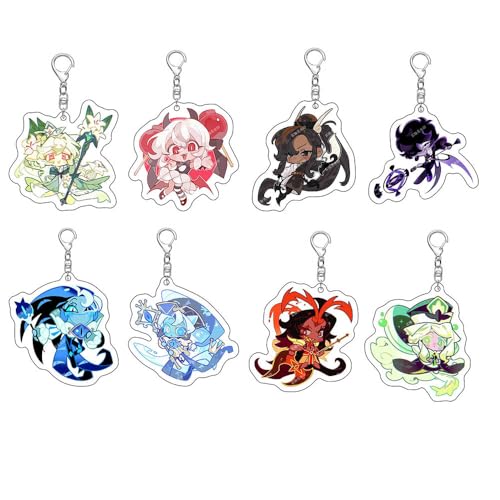 SUJEBRAN 8 Set Cookies Run Kingdoms Figur Anhänger Cookies Acryl Key Chain Niedlich Cookie Accessories Dekorations von SUJEBRAN