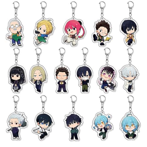 SUJEBRAN Sakamoto Day Schlüsselanhänger Sakamoto Anime Figur Keychain Kollektionen Niedliche Tasche Charms 16 Set von SUJEBRAN
