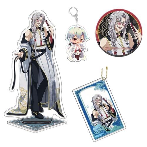 Seraphs of End Acryl Stand Schlüsselanhänger Abzeichen 4 Set, Anime Figur Cosplay Kollektionen Action Figures Deck, 16CM Stand, 75MM Badge (Mehrfarbig-2) von SUJEBRAN
