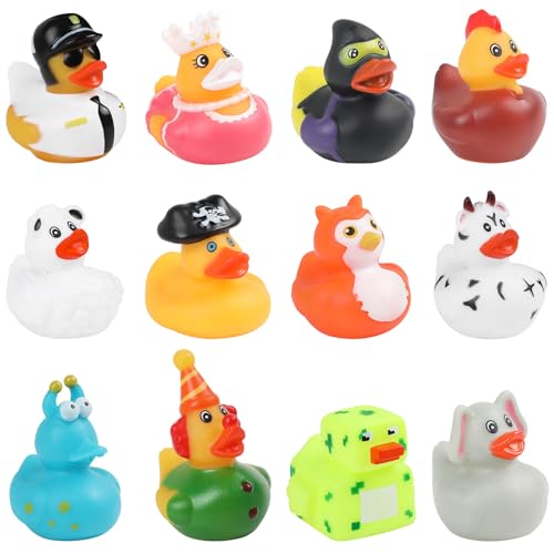 SULOLI 12 Stück Mini Bunte Badeenten,Lustig Klein Badeente,Quietscheentchen Badespielzeug Set für Kinder Dusch Geburtstags Partyartikel von SULOLI