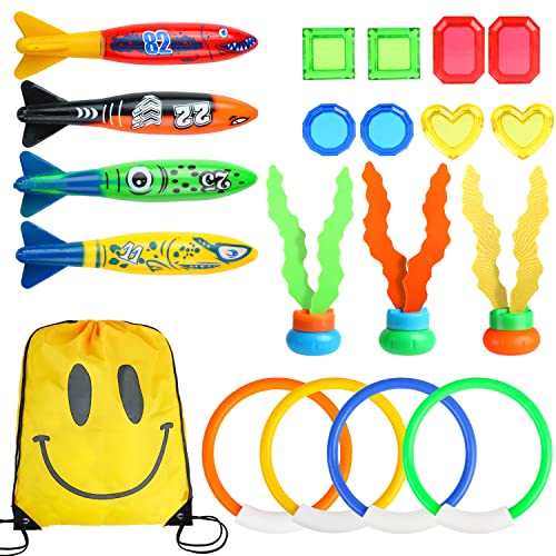 SULOLI 20 Stück Tauchringe Spielzeugset Pool Spielzeug Spielzeug Unterwasser für Kinder Geschenken Schwimmen Sommerparty von SULOLI