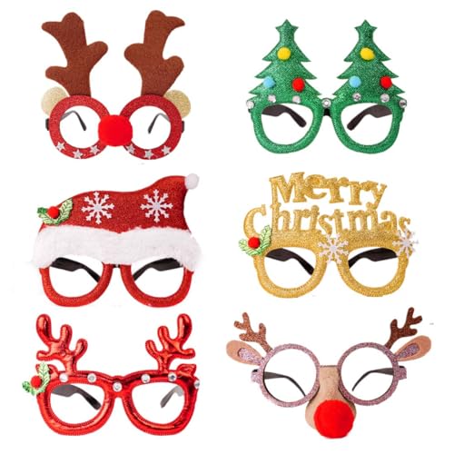 SULOLI 6 Stück Weihnachten Brillen Set,Kreative Lustige Weihnachtsgläser,Glitzernde Party Brillenrahmen für Weihnachtenskostüm Kinder Party SULOLI 6 Stück Weihnachten Brillen Set,Kreative Lustige Weihnachtsgläser,Glitzernde Party Brillenrahmen für Weihnachtenskostüm Kinder Party von SULOLI