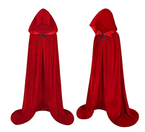 SULOLI Halloween Vampir Umhang mit Kapuze,Rot Teufel kostüm,Glänzender Samt halloween kostüm für Karneval Cosplay Halloween Erwachsene Kinder(90CM) von SULOLI