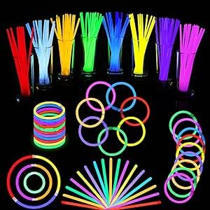 SULOLI Leuchtstäbe, 100 Stück Leuchtstäbe, Party-Packs, Neon-Leuchtstäbe für Kinder, Leuchtarmbänder für dunkle Partyzubehör von SULOLI