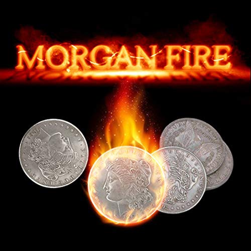 Morgan Fire Set (1 Feuermünze + 3 Morgan Coins + 1 Morgan Shell) Magic Tricks One Coin to Two Magic Close Up Illusion Prop Gimmick von SUMAG