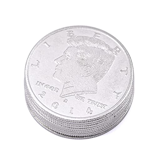 SUMAG Magietricks 10Pcs Palming Coins Zaubertricks Superdünne Zaubermünze Nahaufnahme Street Illusion Zubehör Erscheinen/Verschwinden Magier Stage Illusion Gimmick Requisiten (Half-Dollar-Version) von SUMAG