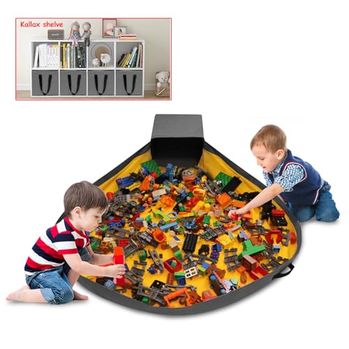 Spielzeug Aufbewahrungsorganizer für Spielmatte Tasche – Duplo Spielzeug Aufbewahrungsbehälter für Kinder – Hart Würfel Aufbewahrungskorb für Kallax Regal dose als Geschenk (Orange) von SUMBABO
