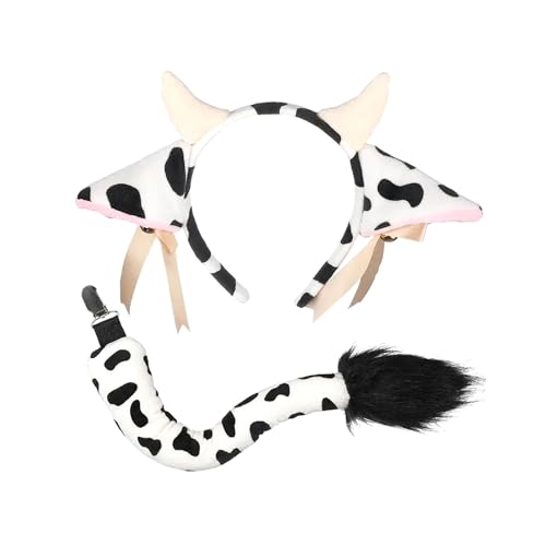 1Set Kuh Ohren und Horn Plüsch Stirnband Tier Party Cosplay Kostüm mit Cutesy Ribbon Bogen und Glocken, Anime Lolita Haarschmuck für Mädchen 1Set Kuh Ohren und Horn Plüsch Stirnband Tier Party Cosplay Kostüm mit Cutesy Ribbon Bogen und Glocken, Anime Lolita Haarschmuck für Mädchen von SUMKTO