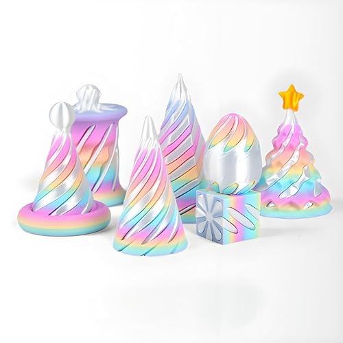 7 Stück Spiralkegel-Zappelspielzeug, unmögliche Pyramiden-Durchgangsskulptur,3D-Spiralpyramide Zappelspielzeug für den Schreibtisch,Mini-Vortex-Kegel Spiralspielzeug Stressabbau Schreibtischdekoration von SUMKTO