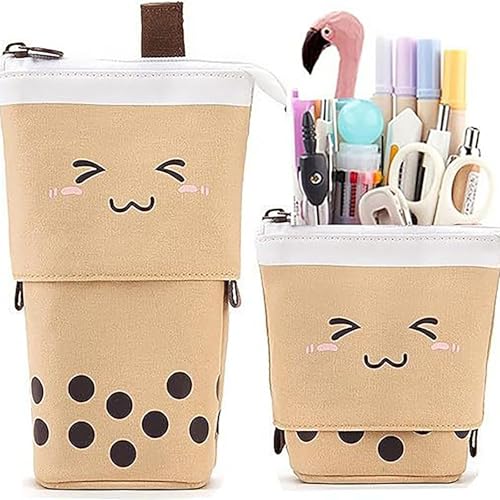 SUMKTO Niedliches Federmäppchen, stehender Stifthalter, Teleskop-Make-up-Tasche, Pop-Up-Kosmetiktasche mit Kawaii-Smiley-Gesicht, Schreibwarenetui, Büro-Organizer-Box SUMKTO Niedliches Federmäppchen, stehender Stifthalter, Teleskop-Make-up-Tasche, Pop-Up-Kosmetiktasche mit Kawaii-Smiley-Gesicht, Schreibwarenetui, Büro-Organizer-Box von SUMKTO
