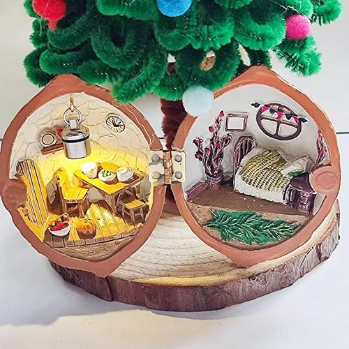 Walnut Shell Dollhouse, Mini House Library, winzige Welt in Walnüssen, handgefertigt von SUMKTO