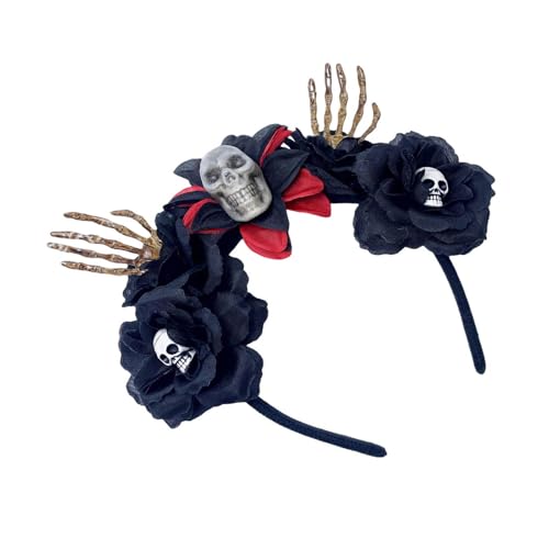SUMMITDRAGON Halloween Party Schädel Hairband Scary Flower Stirnband Cosplay Kopfwege Festival Kopfstück Kopfstück Masquerade Haarzubehör von SUMMITDRAGON