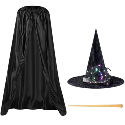 SUMMITDRAGON Hexenhut Mit Leichte Licht Für Frauen Männer Teenager Für Halloween Party Dekorationen Retro Cape Wand Halloween Kostüm Hexenhut SUMMITDRAGON Hexenhut Mit Leichte Licht Für Frauen Männer Teenager Für Halloween Party Dekorationen Retro Cape Wand Halloween Kostüm Hexenhut von SUMMITDRAGON