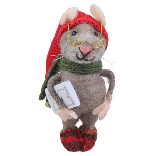 SUMMITDRAGON Kleine Wollmaus Weihnachtsdekoration Nadel Mäuse Miniatur Figur Dolls Ornament Für Neujahr Decors Geschenknadel Felted von SUMMITDRAGON