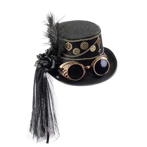 SUMMITDRAGON Top Unisex Top Hat Cosplay Für Halloween Industrial Age Mit Ausrüstungsbrillenkette Rosenhändige Hüte Für Frauen SUMMITDRAGON Top Unisex Top Hat Cosplay Für Halloween Industrial Age Mit Ausrüstungsbrillenkette Rosenhändige Hüte Für Frauen von SUMMITDRAGON