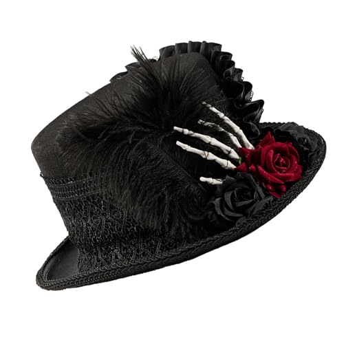 SUMMITDRAGON Victorian Wool Verstellbarer Skelett Handhut Mit Dark Serie Rose Und Spitzdetail Für Frauen Musikfestival Steampunk Kostüm Accessoire SUMMITDRAGON Victorian Wool Verstellbarer Skelett Handhut Mit Dark Serie Rose Und Spitzdetail Für Frauen Musikfestival Steampunk Kostüm Accessoire von SUMMITDRAGON